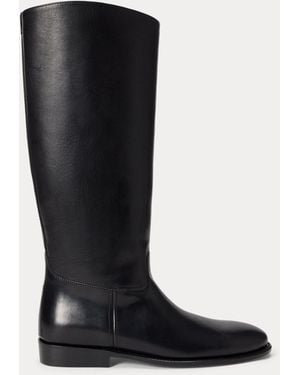 Polo Ralph Lauren Burnished Leather Tall Boot - Black