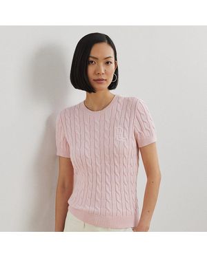 Ralph Lauren Maglia a maniche corte lavorata a trecce - Rosa