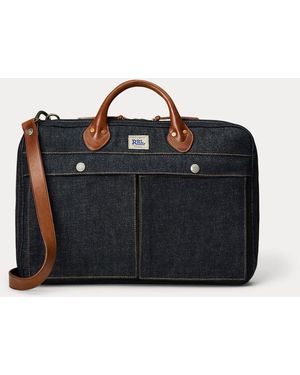 RRL Leather-Trim Denim Briefcase - Black