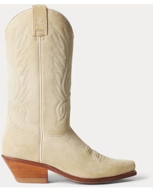 Ralph Lauren Chilton Mm Calf-Suede Cowboy Boot - Natural
