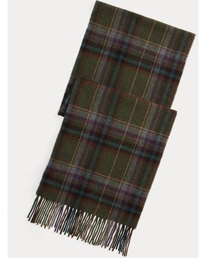 Polo Ralph Lauren Tartan Fringe Wool Scarf - Green