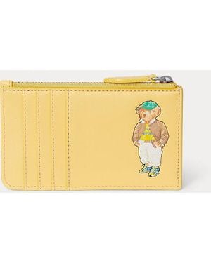 Polo Ralph Lauren Polo Bear Leather Zip Card Case - Yellow