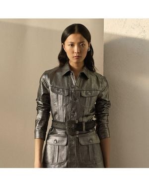 Ralph Lauren Bacall Foiled Denim Field Jacket - Green