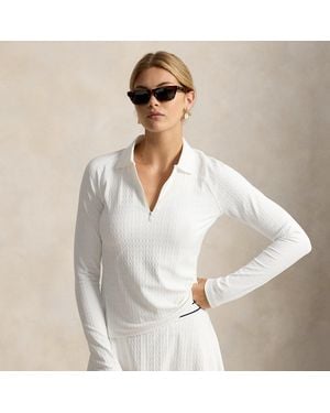 Ralph Lauren Cable Quarter-Zip Long-Sleeve Polo Shirt - White