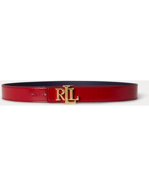 Ralph Lauren Reversible Patent Leather Logo Belt - Red