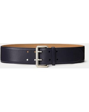 Ralph Lauren Kalfsleren Riem Met Dubbele Pin - Blauw