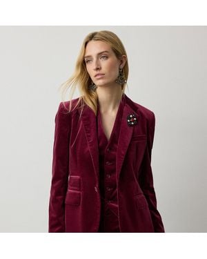 Ralph Lauren Parker Stretch Velvet Jacket - Red