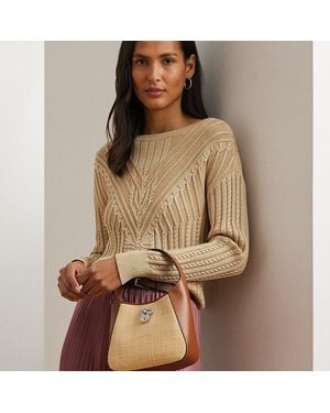 Ralph Lauren Raffia Small Tanner Shoulder Bag - Natural