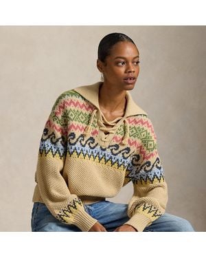 Polo Ralph Lauren Fair Isle Lace-Up Jumper - Metallic