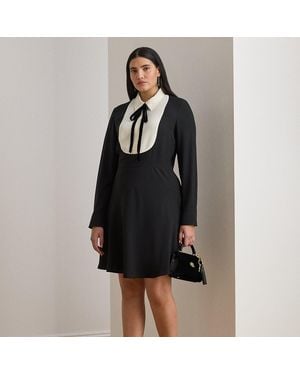 Ralph Lauren Ralph Lauren Two-Tone Georgette Tie-Neck Dress - Black