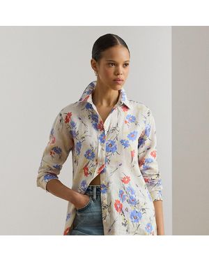 Ralph Lauren Relaxed Fit Floral Linen Shirt - Blue