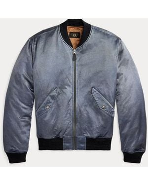 RRL Embroidered Satin Flight Jacket - Blue