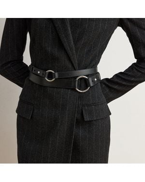 Ralph Lauren Leather O-Ring Stacked Wide Belt - Black