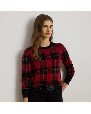 Ralph Lauren Ralph Lauren Plaid Cotton-Blend Sweater - Red