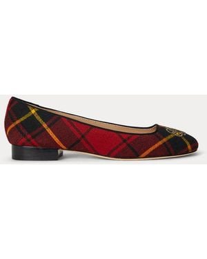 Ralph Lauren Ballerines Emellie Écossaises À Logo - Rouge