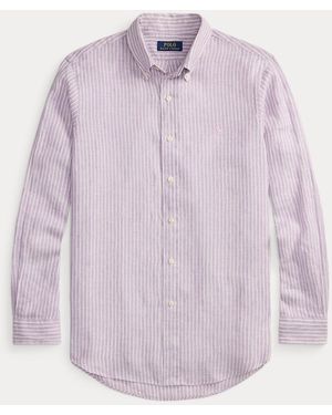 Polo Ralph Lauren Chemise Rayée En Lin Custom Fit - Violet