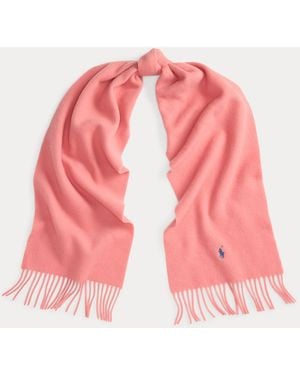Ralph Lauren Fringe-Trim Wool Scarf - Pink