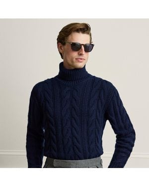 Ralph Lauren Cable-Knit Cashmere Roll Neck Jumper - Blue