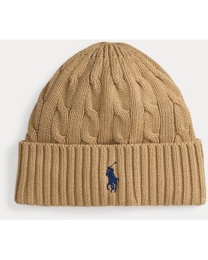 Polo Ralph Lauren Kabelgebreide Katoenen Beanie - Naturel
