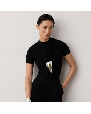 Ralph Lauren Stretch Short-Sleeve Sweater - Black