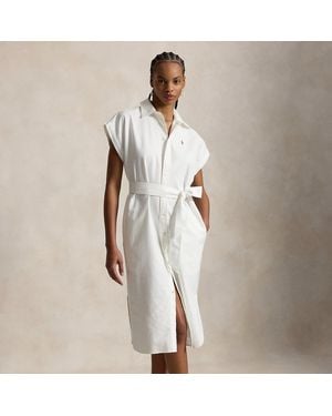 Polo Ralph Lauren Belted Cotton Oxford Shirtdress - Natural