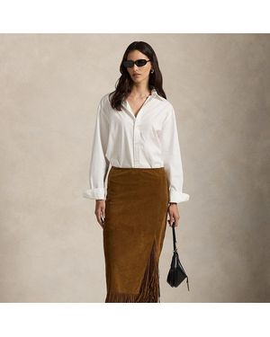 Polo Ralph Lauren Fringe Suede Skirt - Natural