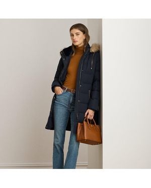 Ralph Lauren Piumino con pelliccia ecologica - Blu
