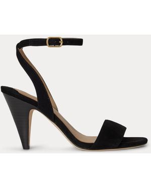 Ralph Lauren Gracy Sheep-Suede Sandal - Black
