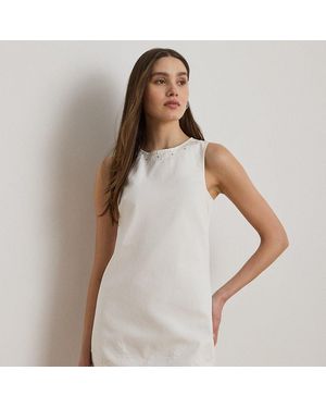Ralph Lauren Ralph Lauren Eyelet Denim Sleeveless Shift Dress - Gray