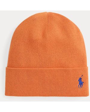 Polo Ralph Lauren Rib-Knit Cotton Beanie - Orange