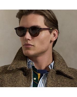 Polo Ralph Lauren Runde Sonnenbrille Mit Rugby-Streifen - Braun