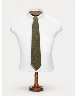 RRL Handgemaakte Tweed Das Met Franje - Wit