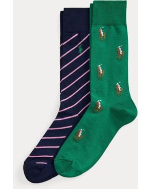 Ralph Lauren Polo Pony & Striped Sock 2-Pack - Green