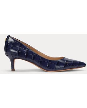 Ralph Lauren Adrienne Crocodile-Embossed Leather Pump - Blue