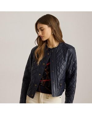 Ralph Lauren Diamond-Quilted Lambskin Cropped Jacket - Black