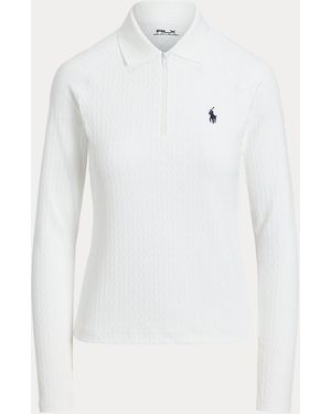 Ralph Lauren Cable Quarter-Zip Long-Sleeve Polo - White