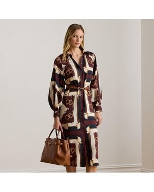 Ralph Lauren Ralph Lauren Equestrian-Print Twill Midi Shirtdress - Brown