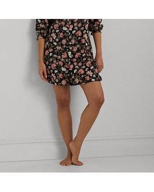 Ralph Lauren Camicia da notte in misto cotone a fiori - Nero