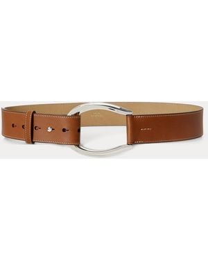 Polo Ralph Lauren Stirrup-Buckle Wide Leather Belt - Brown