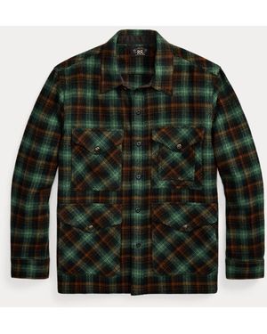 RRL Plaid Wool Twill Overshirt - Green