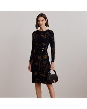 Ralph Lauren Print Jersey Three-quarter-sleeve Dress - Black