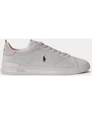 Ralph Lauren Heritage Court Ii Suede Trainer - Grey