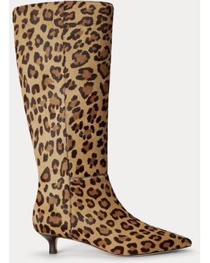 Ralph Lauren Francesca Print Haircalf Tall Boot Heel - Brown