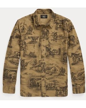 Ralph Lauren Ralph Lauren Equestrian-Print Moleskin Workshirt - Green