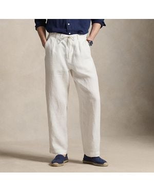 Polo Ralph Lauren Lateef Relaxed Fit Pleated Linen Trouser - White
