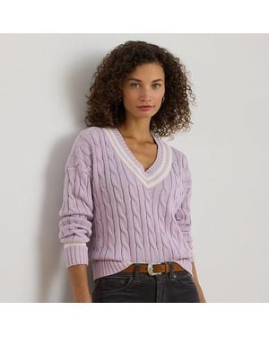 Ralph Lauren Ralph Lauren Cable-Knit Cotton Cricket Sweater - Purple