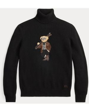 Ralph Lauren Kaschmir-Rollkragenpullover Mit Bear - Schwarz