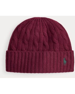 Polo Ralph Lauren Cable-Knit Merino Wool-Blend Beanie - Red