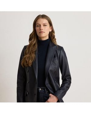 Ralph Lauren Double-Breasted Lambskin Blazer - Blue