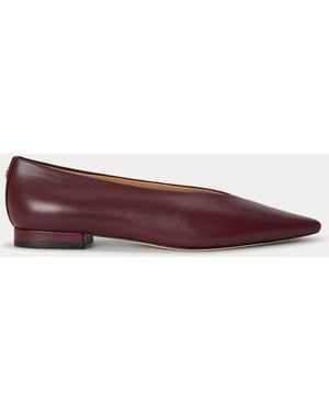 Ralph Lauren Audri Nappa Leather Ballet Flat - Red